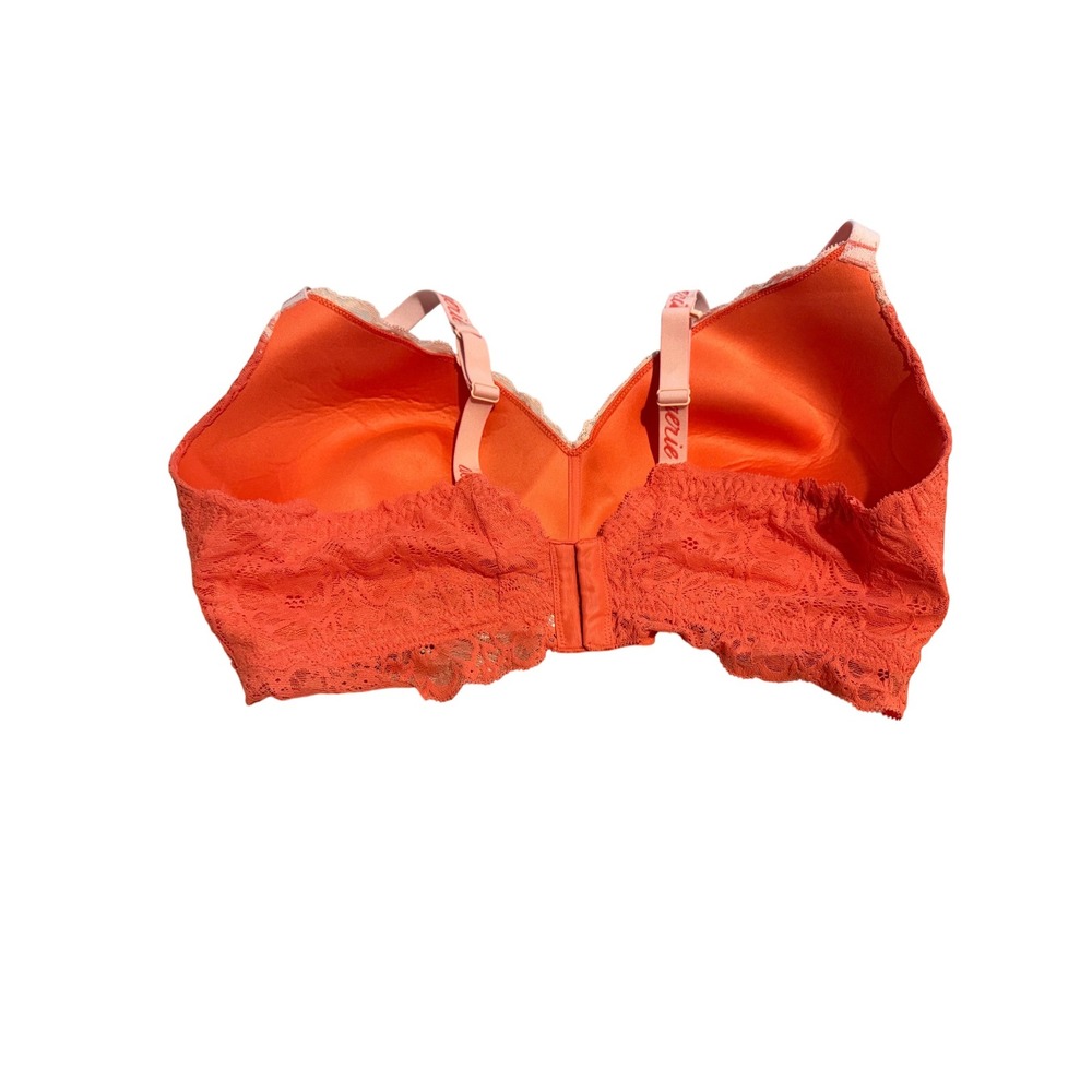 Aerie Coral Lace Plunge Bralette Bra Pink Straps Size 38DD